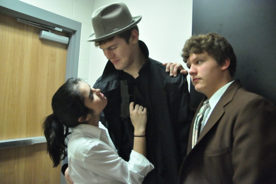Sophomore Lani Lopez and Josh Buie get ready for dress rehearsals for Wait Until Dark.
