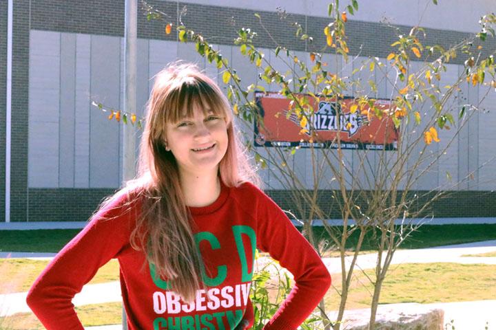 Freshman Kelsey Childers started public school for the first time this year after being homeschooled by her mother.